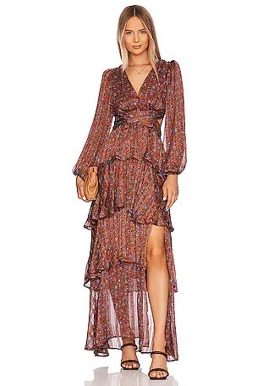 ASTR the label anora floral tiered maxi dress medium